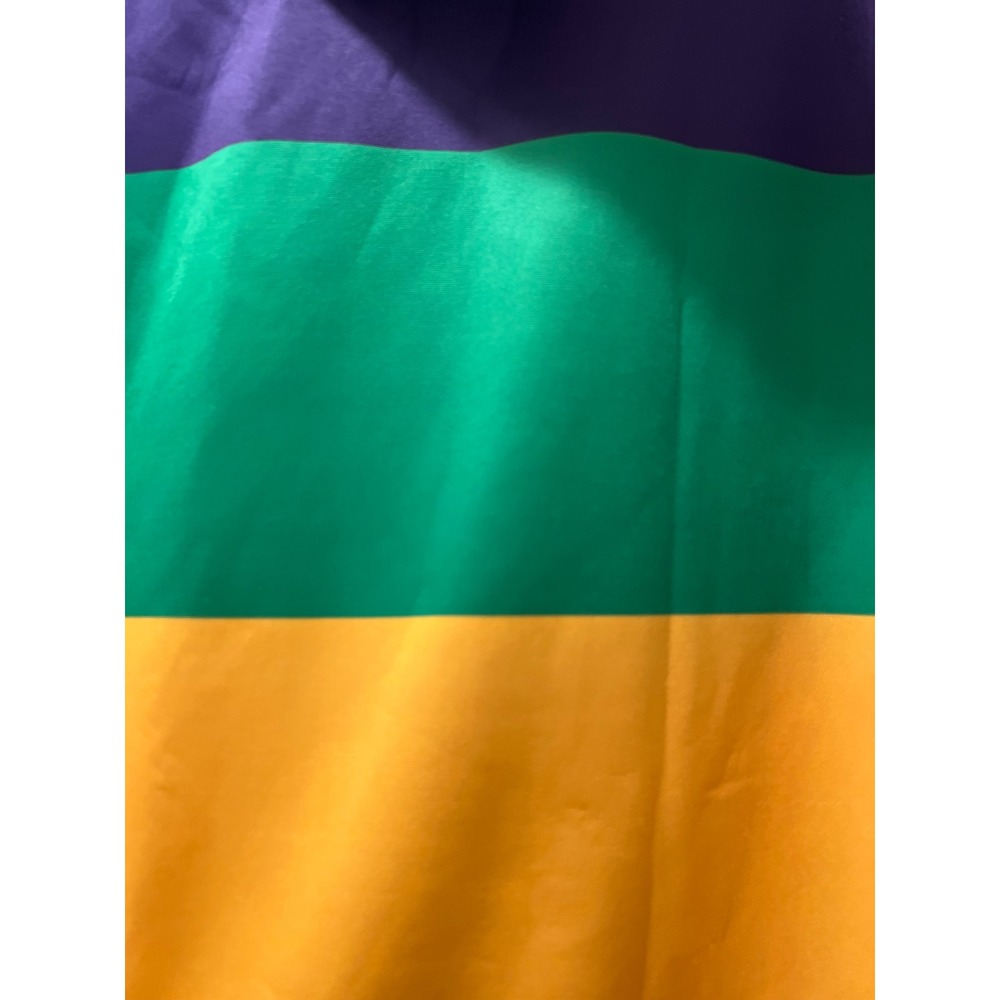 Mardi Gras‎ Hoodie Mens Medium Purple Green Gold Striped Fleur De Lis Pullover - Picture 6 of 8